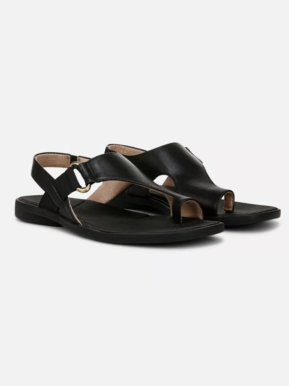 SOUL Naturalizer Women 8.5M Black Faux Leather Comfort Freya Flat Sandals - Picture 1 of 12